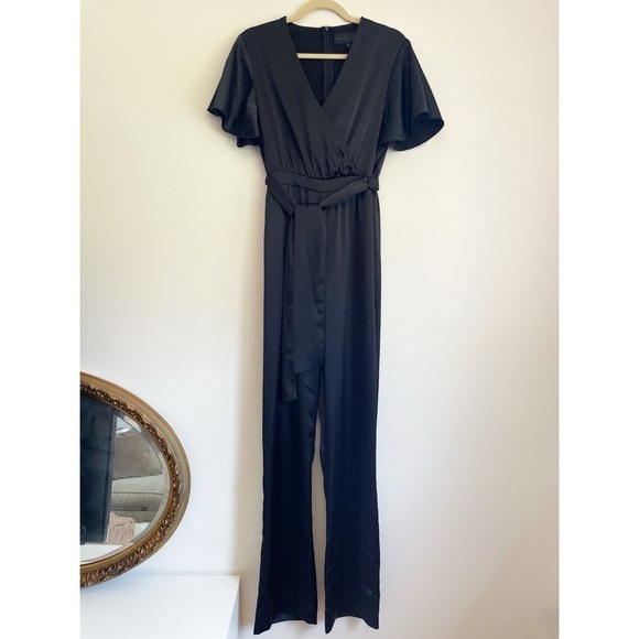 Kendall Kylie Satin disco Jumpsuit wrap belt going out club party event formal - Picture 4 of 16